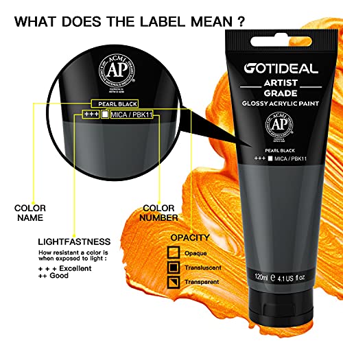 Metallic Acrylic Paint Pearl Black Tubes (4.1 Fl Oz)