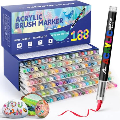 Acrylic Paint Markers Brush Tip (168 Count)
