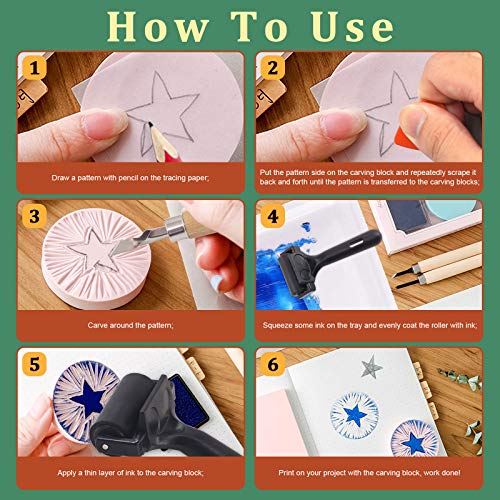 12Pcs Soft Rubber Carving Blocks Kit