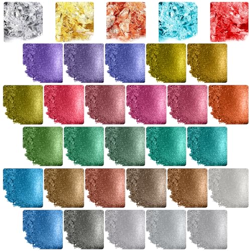 Mica Powder 32 Pearlescent Epoxy Resin Color Pigments Set (5.4 Ounce)