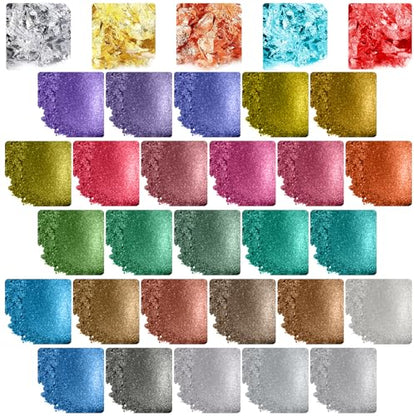 Mica Powder 32 Pearlescent Epoxy Resin Color Pigments Set (5.4 Ounce)