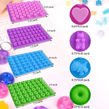 Gummy Candy Molds Silicone with 2 Droppers Pack of 4 Mini Silicone Molds Including Dinosaur