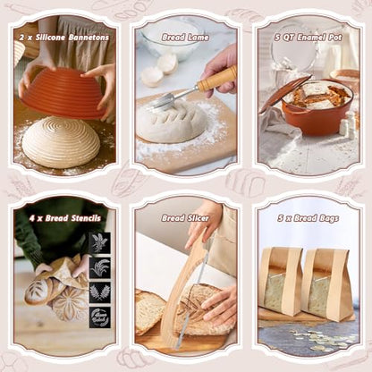 Sourdough Starter Kit with Enamel Cast Iron Pot