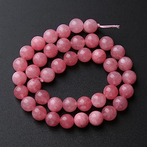 45pcs 8mm Natural Rose Pink Chalcedony Stone Round Loose Beads for Jewelry Making DIY Bracelets Necklaces Crystal Energy Healing Stone Beads 15"