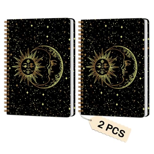 2 PCs Sun and Moon Tarot Journaling Notebooks Astrology Sun Spiral Notebook (2 Count)