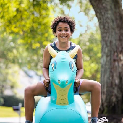 Hop N Go Inflatable Blue Dragon Bouncy Riding