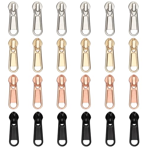24Pcs Zipper Repair Kit Zippers Replacement 5# Zipper Pull Rescue Kit for Clothing Jackets Purses Luggage Backpacks (72 Count)