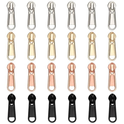 24Pcs Zipper Repair Kit Zippers Replacement 5# Zipper Pull Rescue Kit for Clothing Jackets Purses Luggage Backpacks (72 Count)