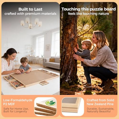 1500 Pieces Rotating Puzzle Board with 6 Drawers and Cover (1500 Count)