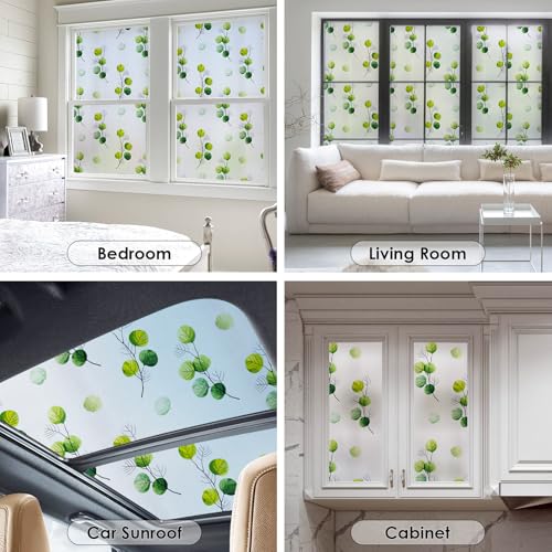 Eucalyptus Leaves Stained Glass Window Film 17.7'' x 118.1''