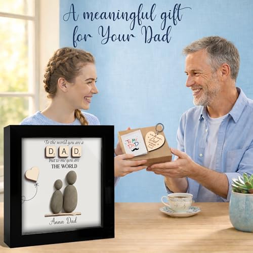Personalized Dad Pebble Art Frame with Ornament