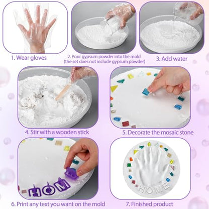 12 Set Stepping Stone Mold Kit Gift Creating Stepping Stones Garden Markers Round Concrete (12 Count)