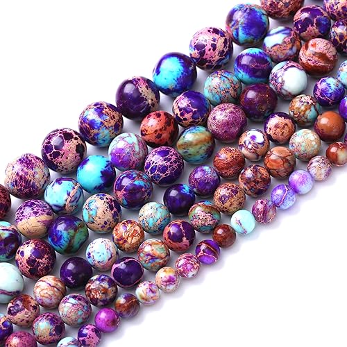 91PCS 4mm Natural Galaxy Sea Sediment Jasper Beads Gemstone Round Loose Spacer Stone Beads for Jewelry Making DIY Bracelet Necklace 15 Inch (16 Count)
