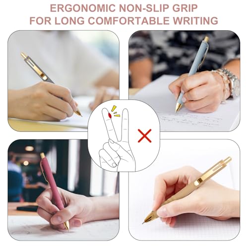 Ballpoint Pens Black Medium Point 1mm with Super Soft Grip Ball Point Pen for Men Women Retractable (12 Count)