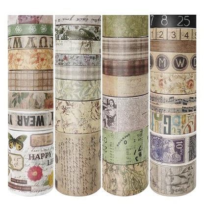 32 Rolls Vintage Rainbow Washi Tape Set Aesthetic Decorative scrapbook Tape (32 Count)