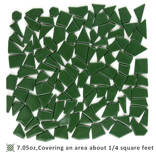 Green Glass Mosaic Tiles for Crafts Bulk (7.05 Ounce)