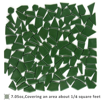 Green Glass Mosaic Tiles for Crafts Bulk (7.05 Ounce)