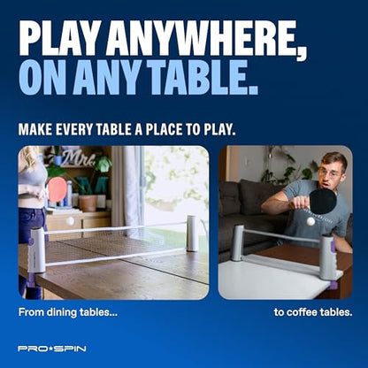 Portable Ping Pong Set with Retractable Ping Pong Net for Any Table