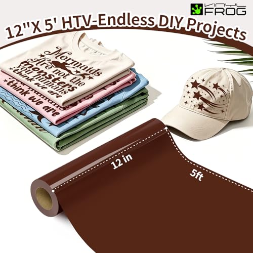 Brown Heat Transfer Vinyl Roll 12" x5ft Matte HTV Vinyl (5 Foot)