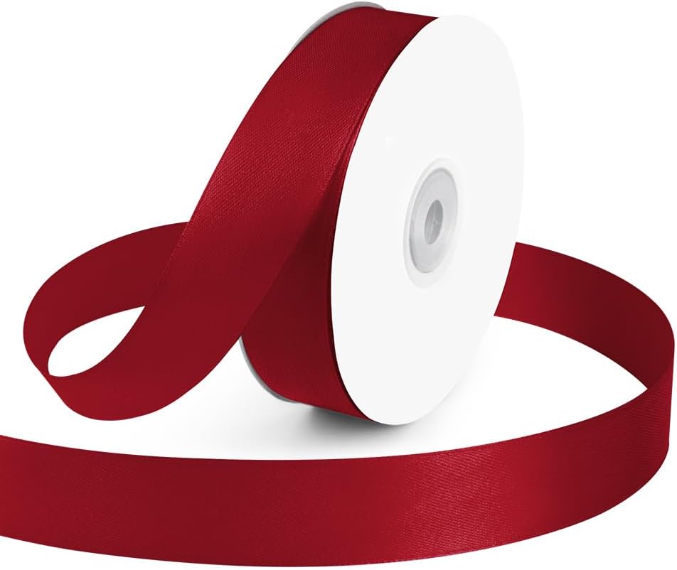 KMER LIFE 1 inch Wide x 50 Yards Wine Red Single Faced Polyester Satin Ribbon, Wine Red Satin Ribbon Perfect for Wedding Decor, Wreath, Crafts, Gift Wrapping & Other Projects (Wine Red) - Crafty Corner