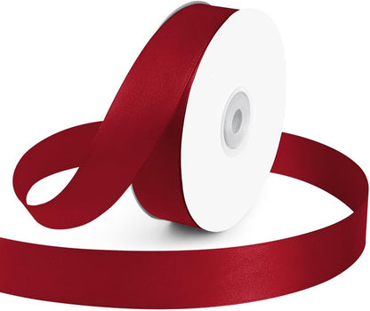 KMER LIFE 1 inch Wide x 50 Yards Wine Red Single Faced Polyester Satin Ribbon, Wine Red Satin Ribbon Perfect for Wedding Decor, Wreath, Crafts, Gift Wrapping & Other Projects (Wine Red) - Crafty Corner
