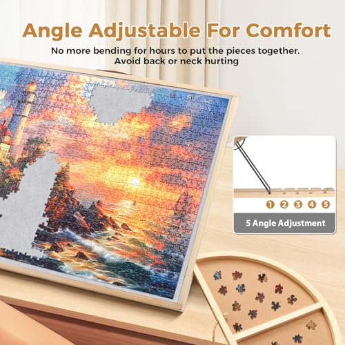 2 in 1 Rotating Tilting Puzzle Board with Drawers (1500 Count)