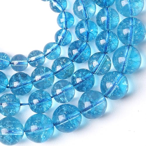 6MM Blue Crystal Quartz Beads Natural Gemstone Round Loose Stone Beads for Jewelry and Bracelets Making 60pcs 1 Strands 16"
