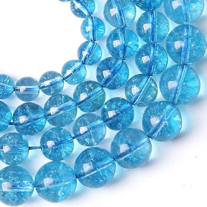 6MM Blue Crystal Quartz Beads Natural Gemstone Round Loose Stone Beads for Jewelry and Bracelets Making 60pcs 1 Strands 16"