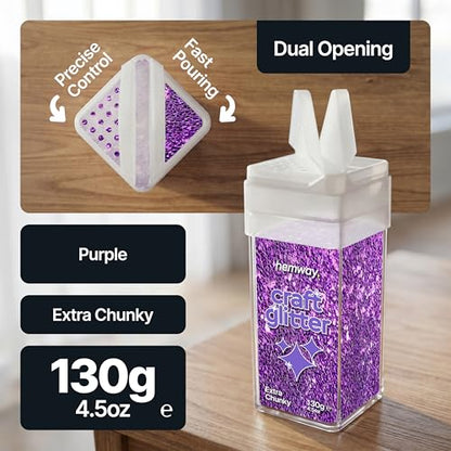 Craft Glitter Shaker Purple 130g Extra Chunky (3.8 Ounce)