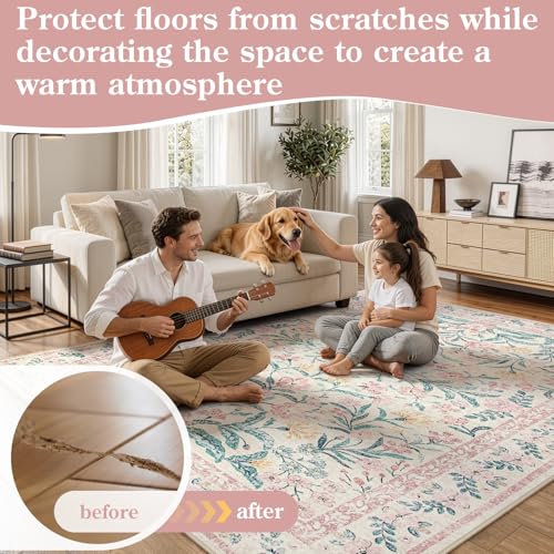 Floral Pink Rugs for Bedroom Girls