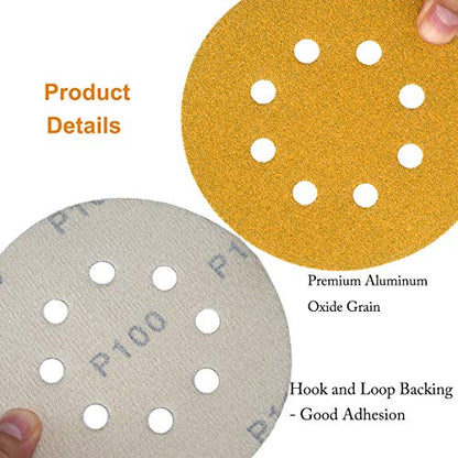 5-Inch 8-Hole Hook and Loop Sanding Discs 100-Grit, 50-Pack (50 Count)