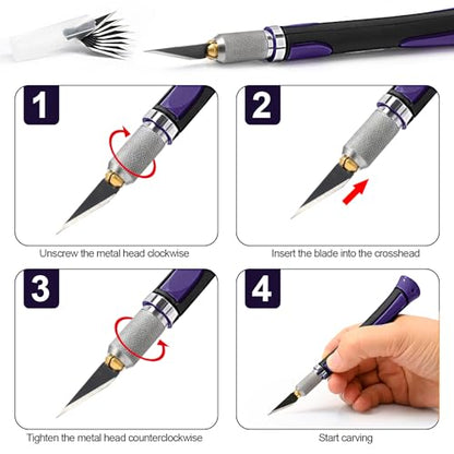Precision Hobby Knife Set Utility Craft Knife Kit with 10PCS Blades for Art