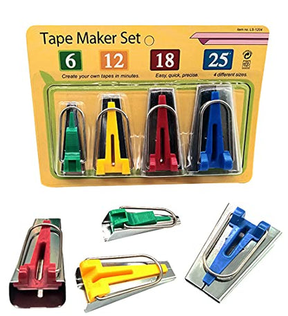 Bias Tape Maker 4 Size 6MM 12MM 18MM 25MM for Fabric Sewing and Quilting