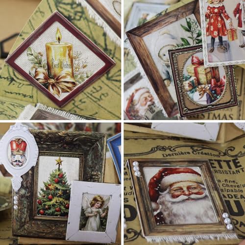 Vintage Junk Journal Items Kit Pre Cut Paper Cards Cutout Cardstock Art Aesthetic Decor Hollow Out Craft Elements Small Embellishments Supplies for Adults Scrapbook Pack