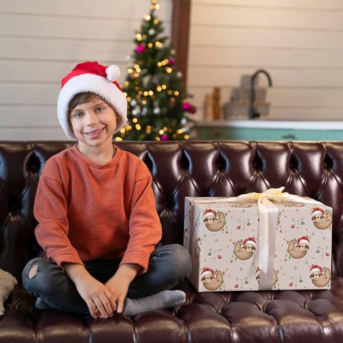 Sloth Christmas Wrapping Paper Sheet (30 Sq Ft)