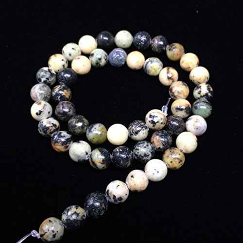 45pcs Adabele Natural African Yellow Turquoise Healing Gemstone 8mm (0.31 inch) Round Loose Beads Gem Stone Spacer for Craft Jewelry Making GF29-8