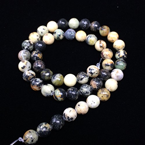 45pcs Adabele Natural African Yellow Turquoise Gemstone 8mm Round Beads (46 Count)