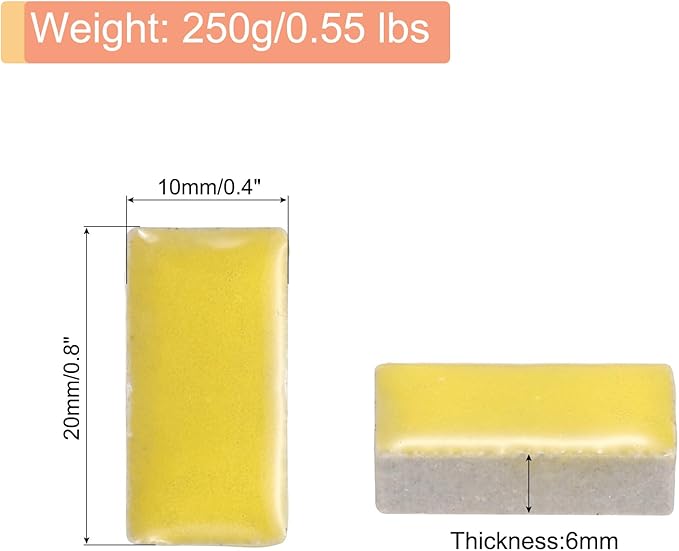 MECCANIXITY 250g Ceramic Mosaic Tiles for Crafts Bulk, Rectangle Yellow Ceramic Tile for Mosaic Kits Garden Stepping Stone Cup Mat