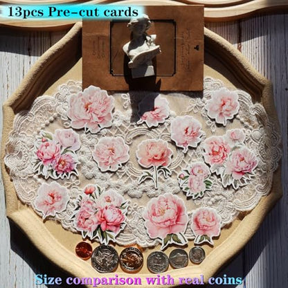 Vintage Junk Journal Items Kit Pre Cut Paper Cards Cutout Cardstock Art Aesthetic Decor Hollow Out Craft Elements Small Embellishments Supplies for Adults Scrapbook Pack