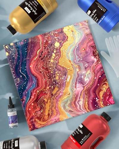 8 Colors 33.8 oz Large Bulk Metallic Acrylic Pouring Paint Kit (272.4 Fl Oz)