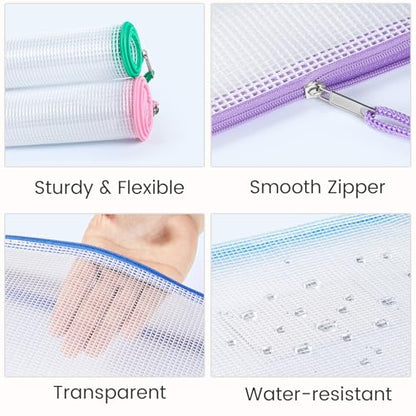 36 Pack Mesh Zipper Pouch with Sticky Labels (36 Count)
