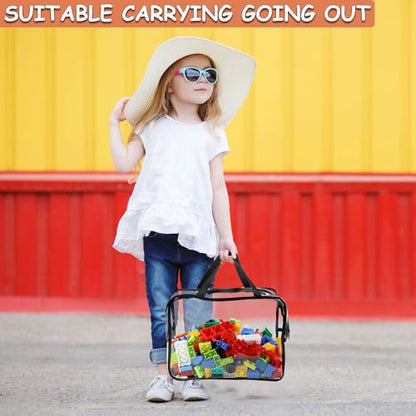 6 Large Toy Storage Bags with Labels Reusable Clear Toy Organizer 3L & 3XL (6 Count)