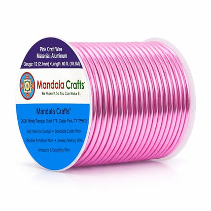 12 Gauge Pink Anodized Aluminum Craft Wire (60 Foot)