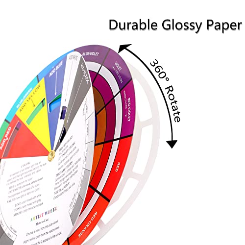 10 Pieces Color Paint Wheel Chart for Artist Kids Paint Mixing Learning Guide Art Class Teaching Tool Color Harmony Wheels for Makeup Blending Board Colorful Mixed Guide (10 Count)