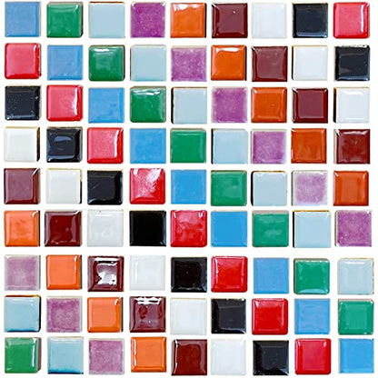50 Pieces Mix Color Mosaic Tiles for Crafts 1" Ceramic Tiles Assorted Colors Square Ceramic Mosaic Project Supplies for Photo Frame Mosaic Stepping Stones Bath Old Pool Furniture Decor
