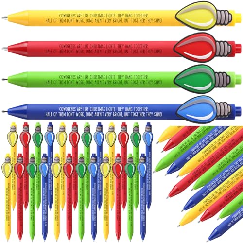 48 Pcs Christmas Gifts for Coworkers Bulk Ballpoint Pens Coworkers Are Like Christmas Lights Appreciation Gifts for Office Staff Stocking Stuffers (48 Count)