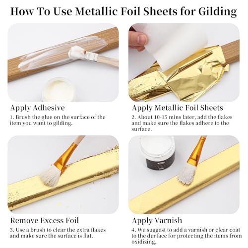 Gold Leaf Sheets 100 PCS Gold Foil Leaf 10 Colors