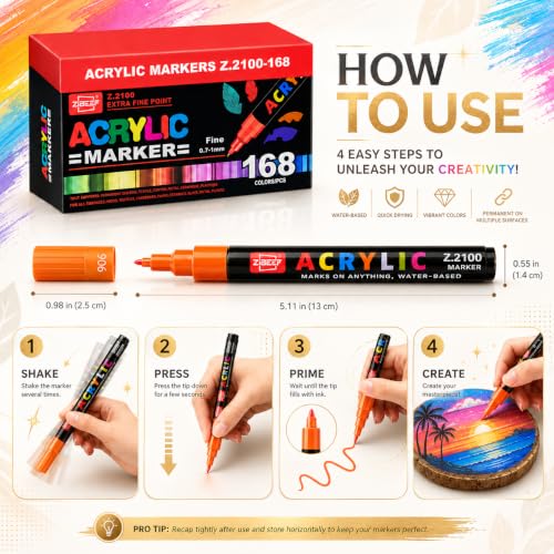 168 Colors Acrylic Paint Markers and ACRYLIAC PAINT PENS for Rock (168 Count)