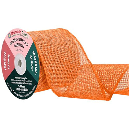 3 Inch Wide Orange Wired Burlap Ribbon for Crafts (30 Foot)