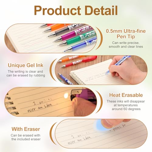 2Pcs Erasable Gel Pens with 50 Refills & 2 Erasers (52 Count)